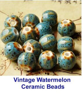 Vintage Watermelon Ceramic Beads  30 Beads